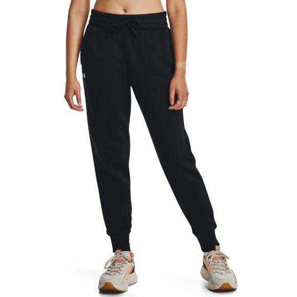 UNDER ARMOUR Women's Training Rival Fleece Joggers 1X Black Drawstring NWOT - Picture 1 of 14